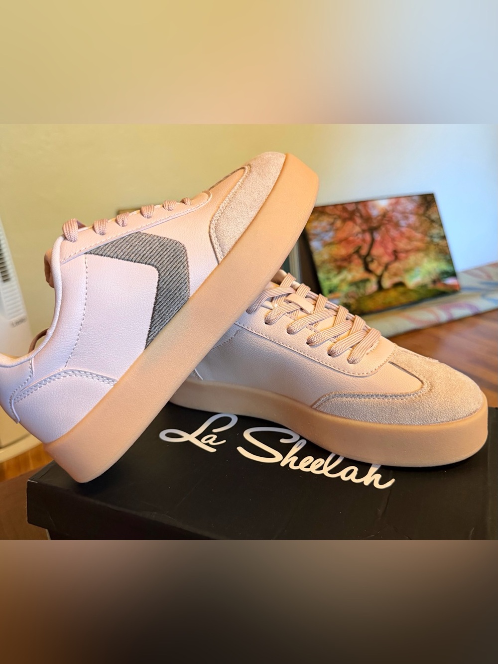 La Sheelah Pink Platform Lace-Up Sneakers
